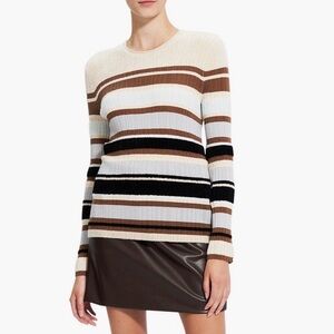 Theory Multicolor Striped Crew Neck Sweater